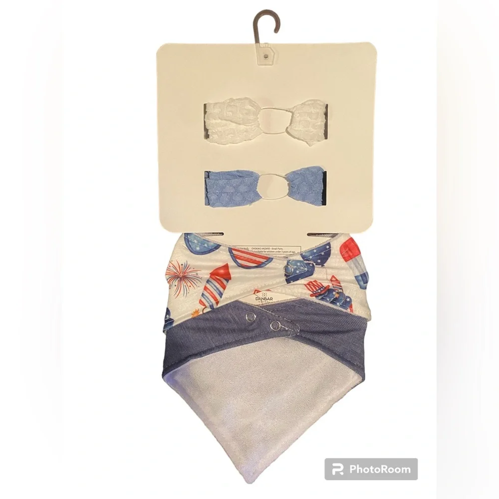 Stars & Dreamers Baby Americana Headscarves and Bibs Set NWT